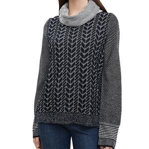 FDJ x FRENCH DRESSING JEANS: Chevron Printed Wool Blend Turtleneck Sweater -XXL